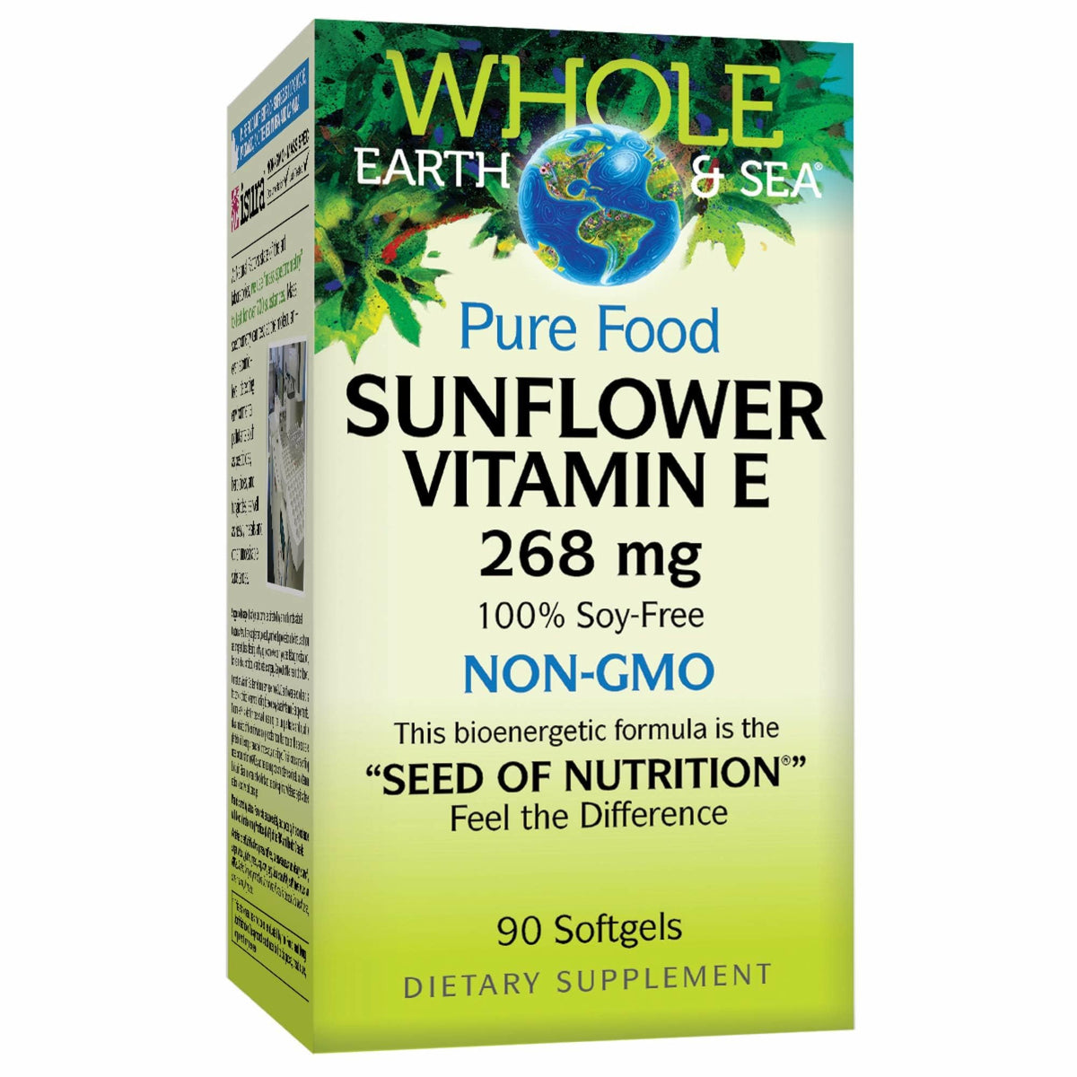 Natural Factors Whole Earth & Sea Vitamin E bottle highlighting sunflower-sourced antioxidant support
