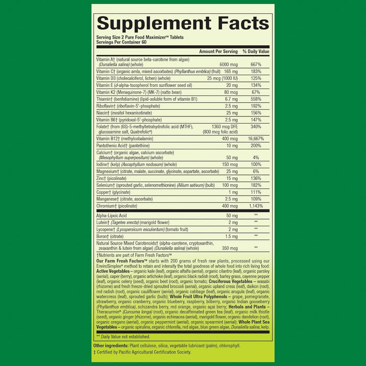 Natural Factors bottle back shows nutrition panel for balanced daily nutrient intake