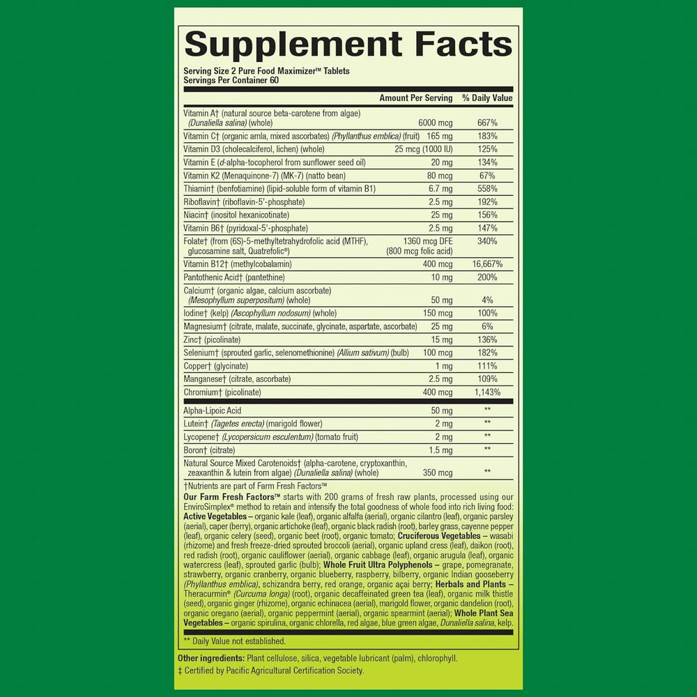 Natural Factors bottle back shows nutrition panel for balanced daily nutrient intake