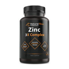 Natural Flow 3X Zinc Carnosine bottle pour showing easy-on-the-stomach design