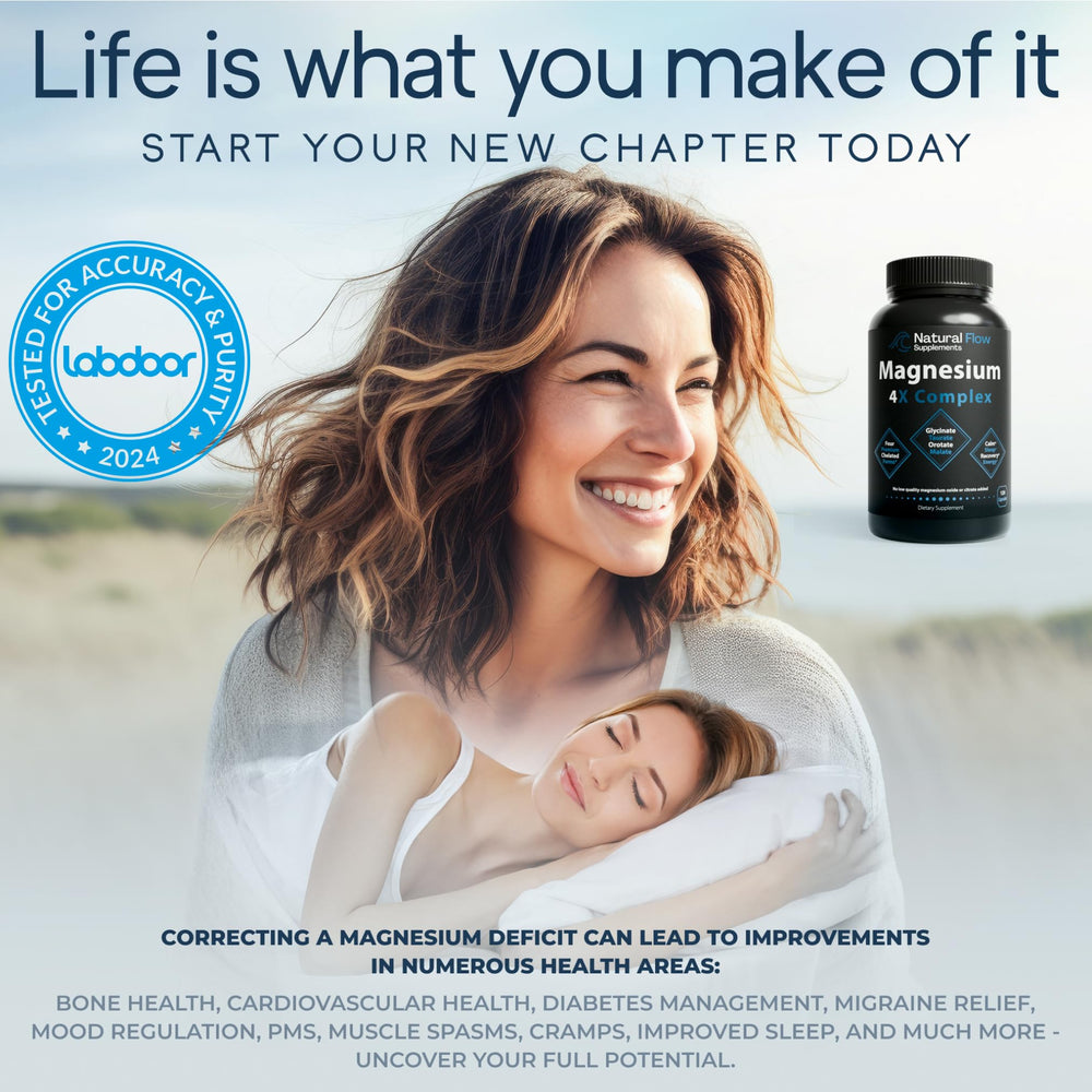 Pouring Natural Flow 4X Magnesium bottle into glass for daily use