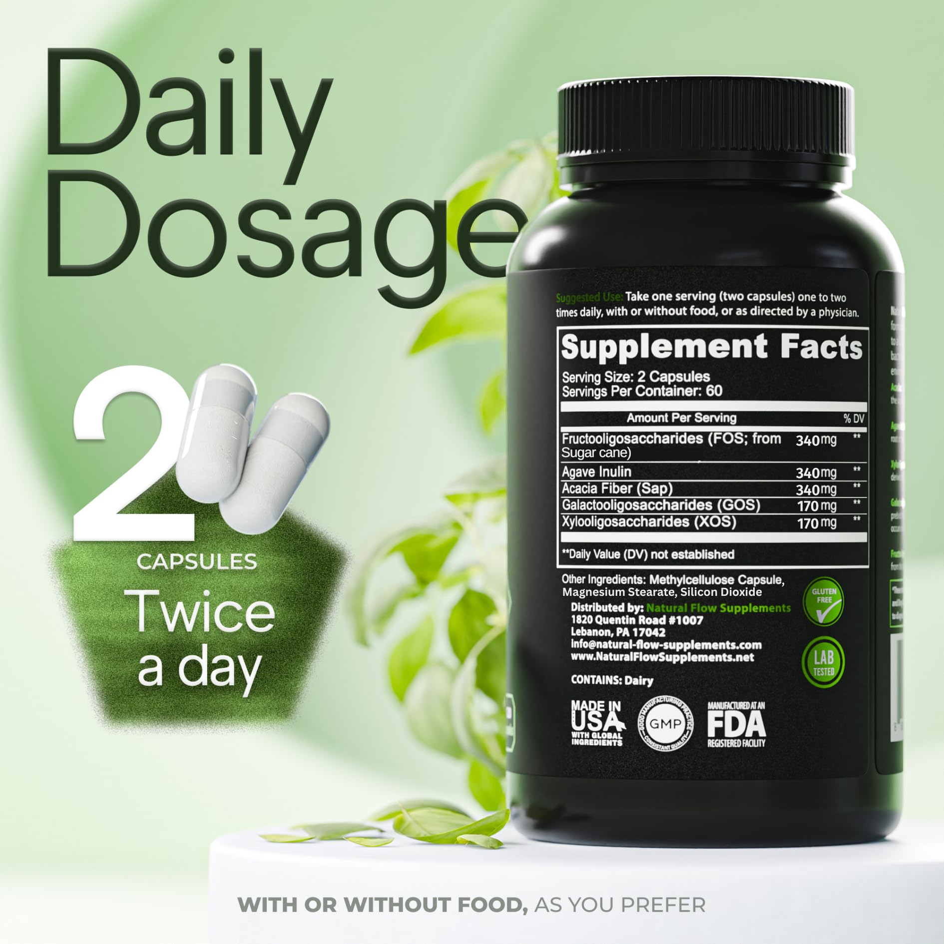 Natural Flow 5X Fiber daily use scene with water for easy ingestion.