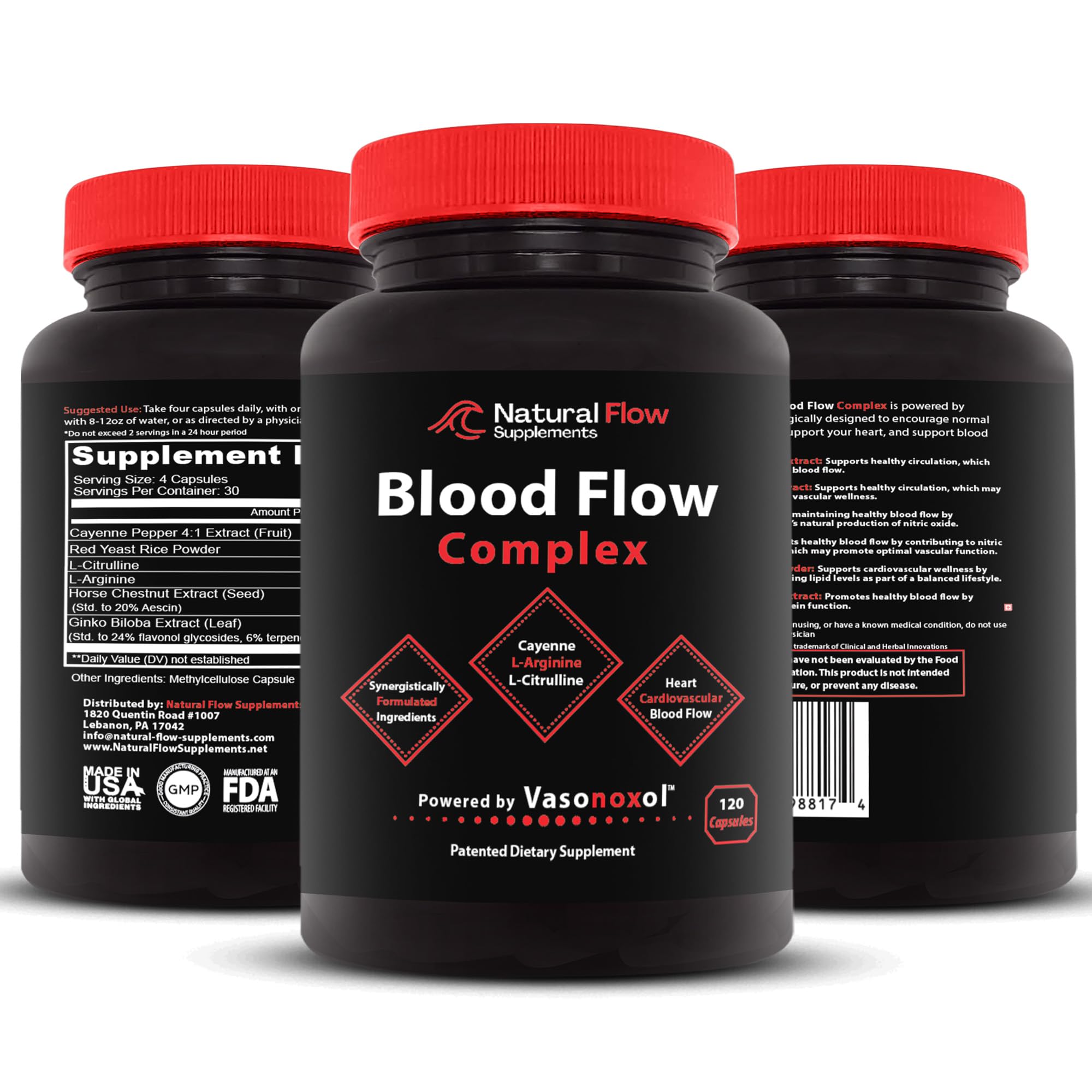 Natural Flow Blood Flow Complex front-label view features cayenne and ginkgo in a trusted blend.