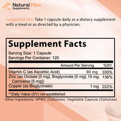 Natural Flow Zinc Glycinate capsules illustrating high absorption option
