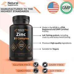 Natural Flow Zinc Orotate capsules emphasizing mineral balance