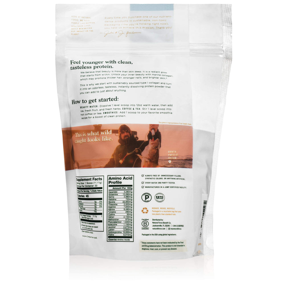 Natural Force Marine Collagen Powder Scoop for easy daily serving.