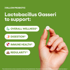 Natural Foundation Supplements Probiotic bottle showing dosage label for daily gut care.