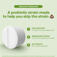 Natural Foundation Supplements Bacillus Coagulans bottle with contents demonstrates easy daily habit
