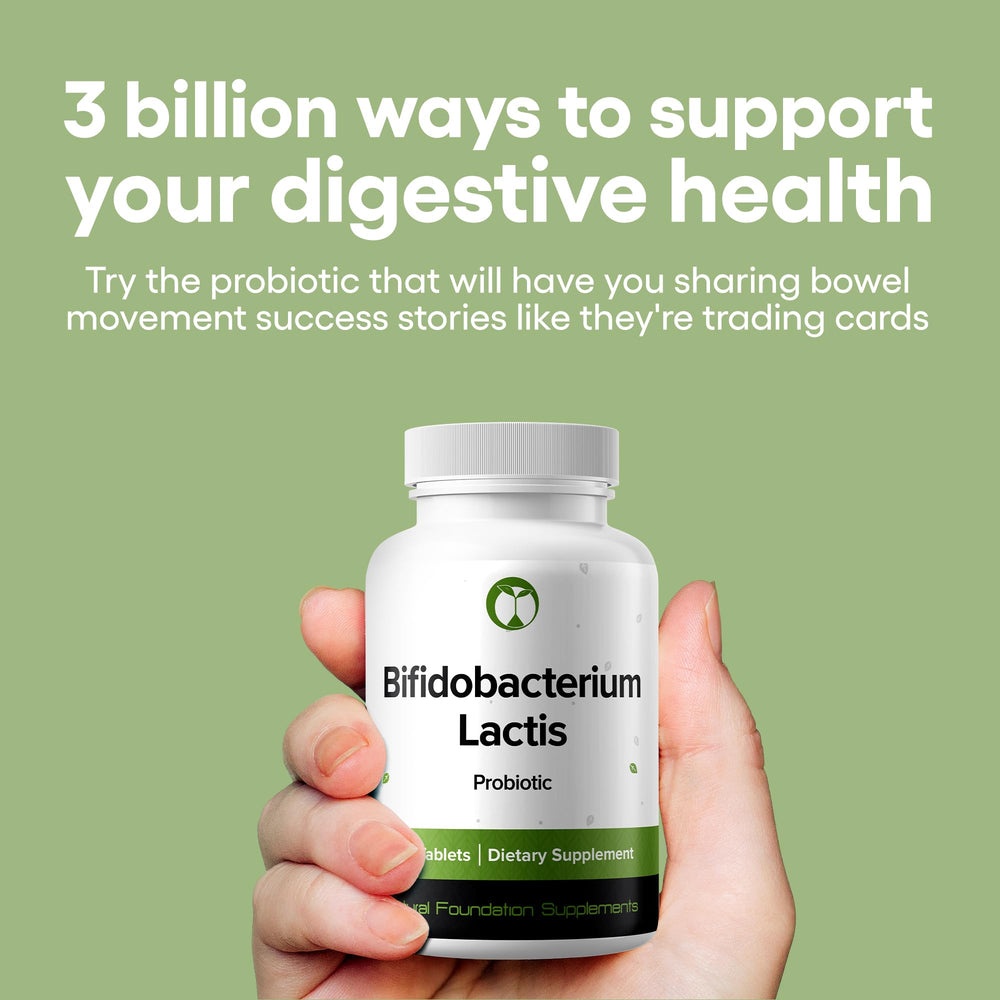 Natural Foundation bifidobacterium lactis tablets for easy daily digestive support.