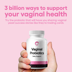 Natural Foundation Vaginal Probiotics tablets close-up highlighting 3 billion CFU per serving.