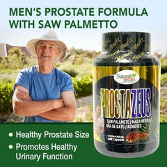 Natural medix Prostazeus bottle top view highlighting easy daily wellness routine.