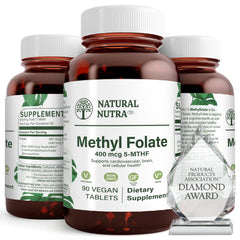 Natural Nutra Methyl Folate with Quatrefolic bottle front view for daily wellness