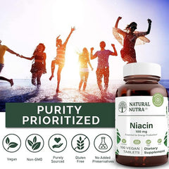 Amber glass bottle packaging by Natural Nutra Niacin BPA-free and environmentally friendly