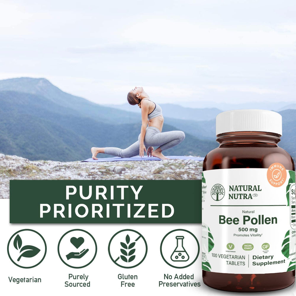 Natural Nutra Bee Pollen heart-health label shot, potential cardiovascular support.