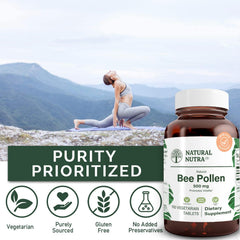 Natural Nutra Bee Pollen heart-health label shot, potential cardiovascular support.