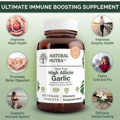 Natural Nutra gluten-free vegan tablets in a bottle highlighting purity.