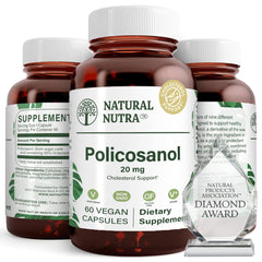Natural Nutra Policosanol 20mg bottle front promoting circulation support