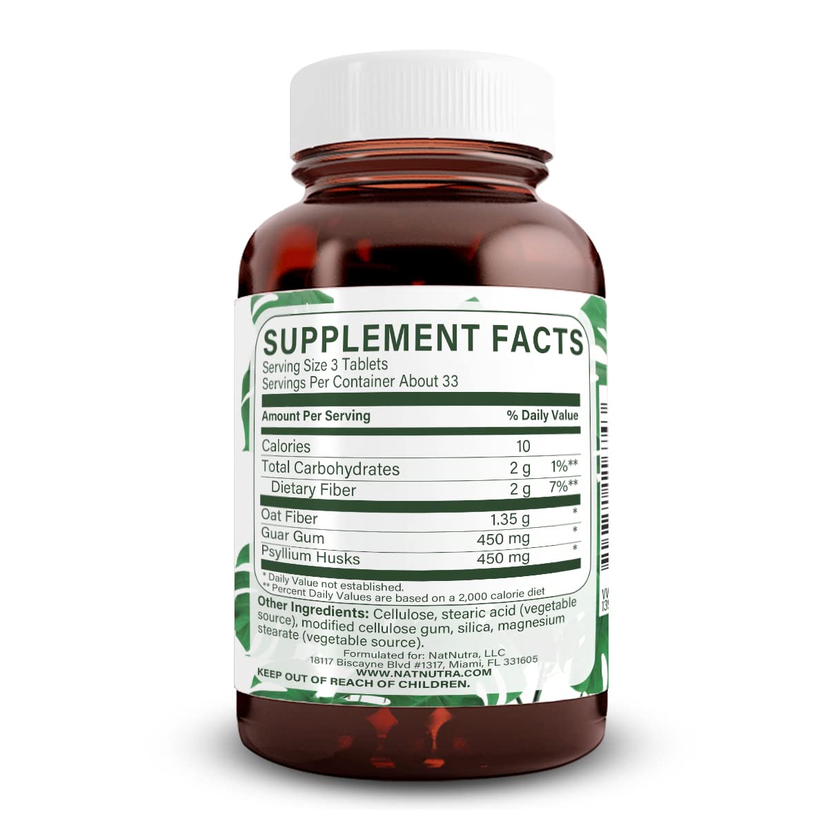Close-up of Natural Nutra Super Fiber label emphasizing plant-based, non-GMO formulation