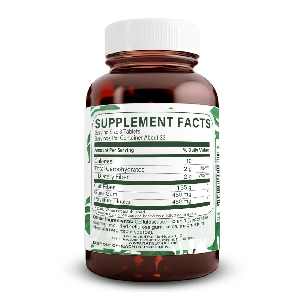 Close-up of Natural Nutra Super Fiber label emphasizing plant-based, non-GMO formulation