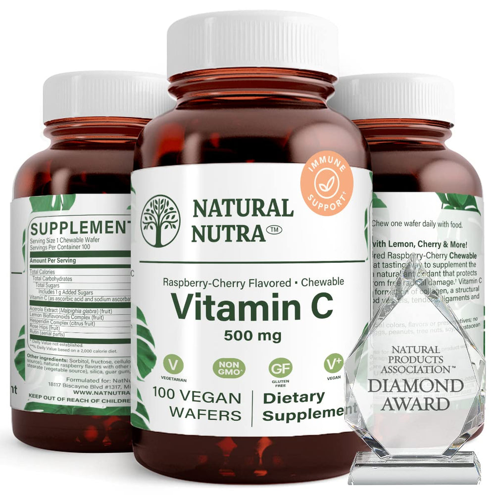 Natural Nutra Vitamin C bottle in amber glass for purity and daily immune support
