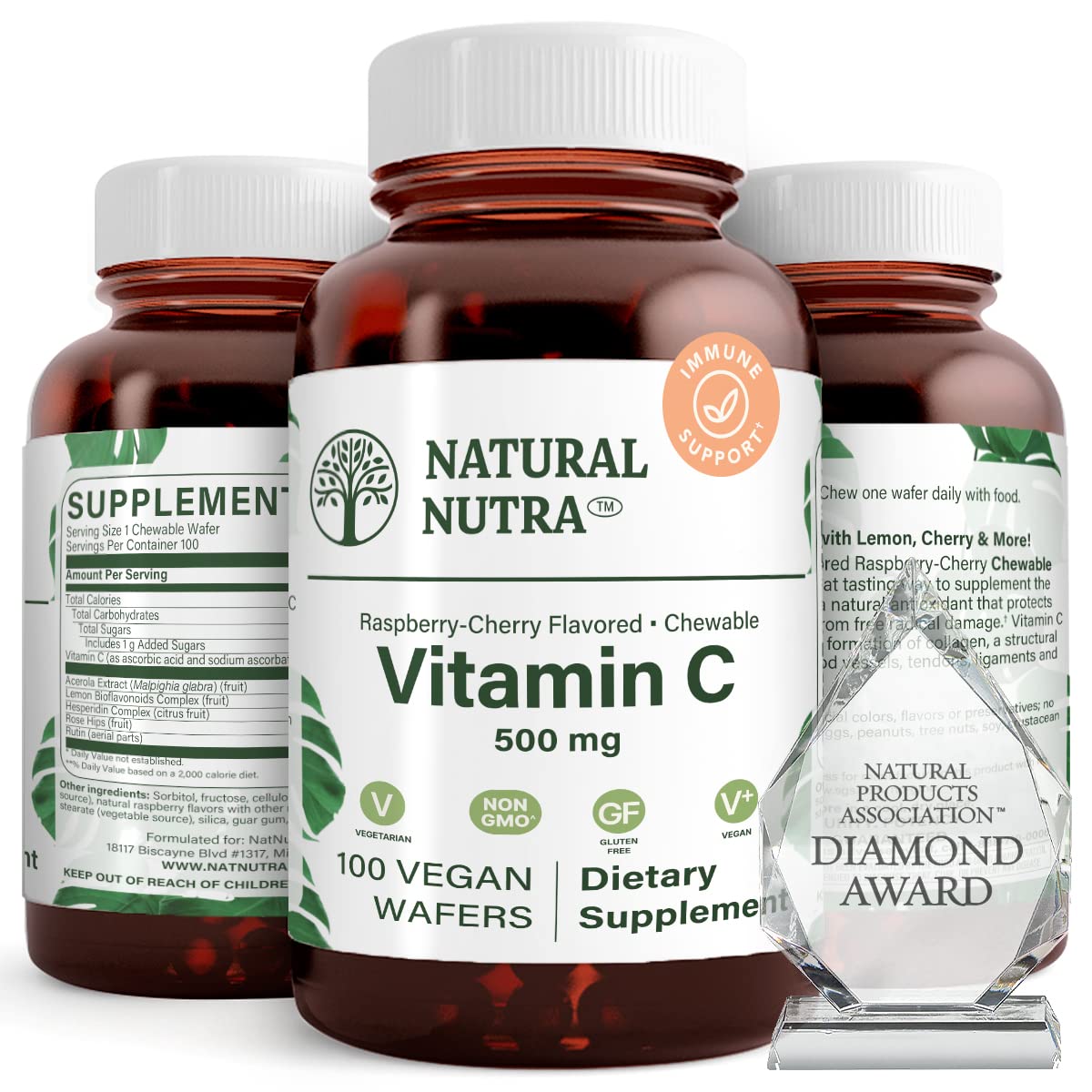 Natural Nutra Vitamin C bottle in amber glass for purity and daily immune support