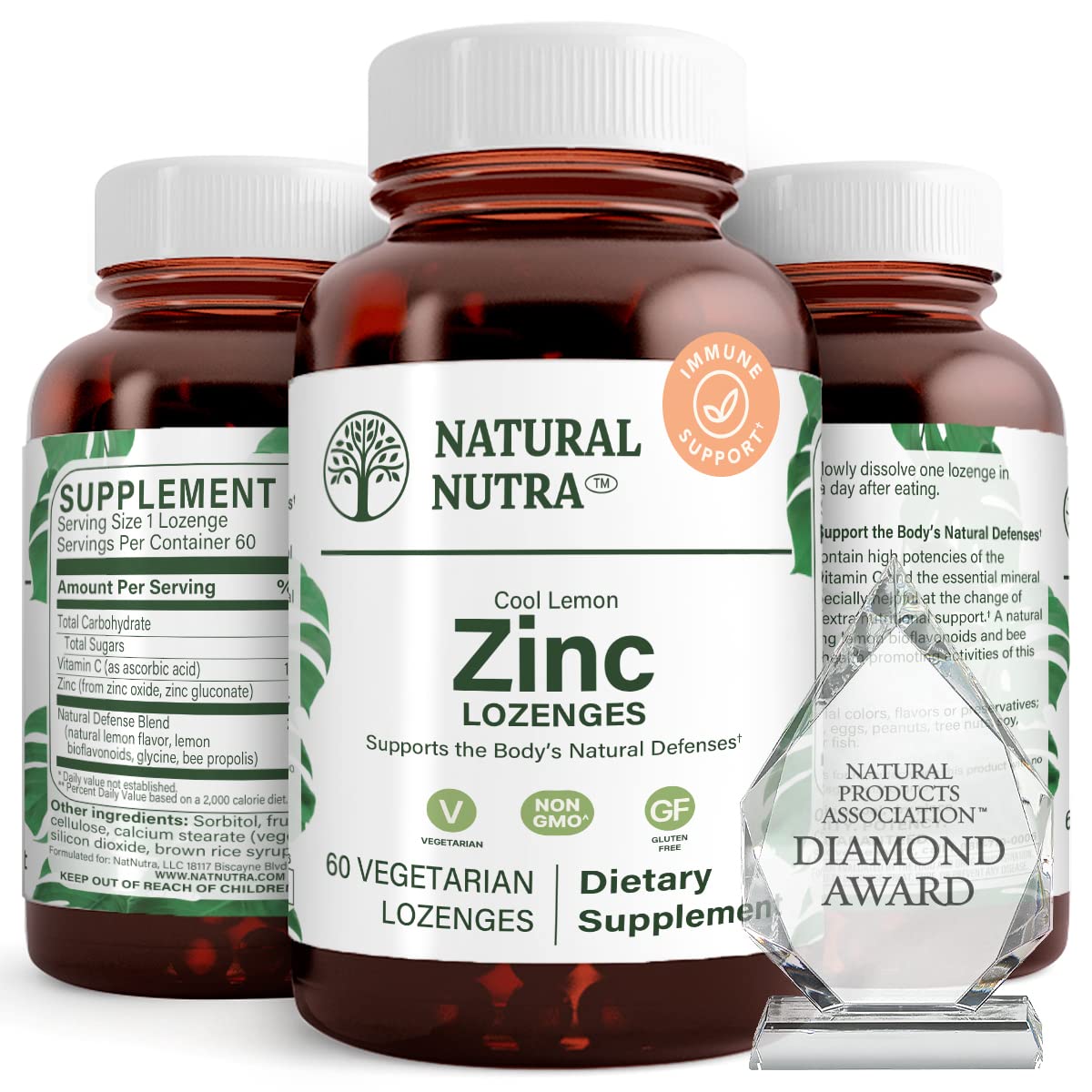 Natural Nutra Zinc Lozenges Lemon bottle with tangy flavor for daily immune support
