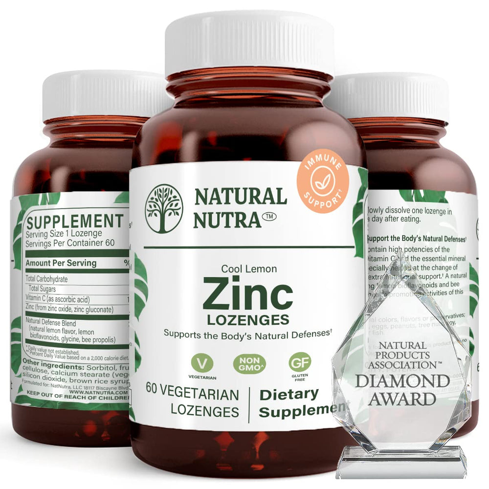 Natural Nutra Zinc Lozenges Lemon bottle with tangy flavor for daily immune support