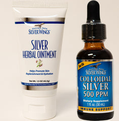 Natural Path Silver Wings colloidal silver 500ppm bottle for daily use.