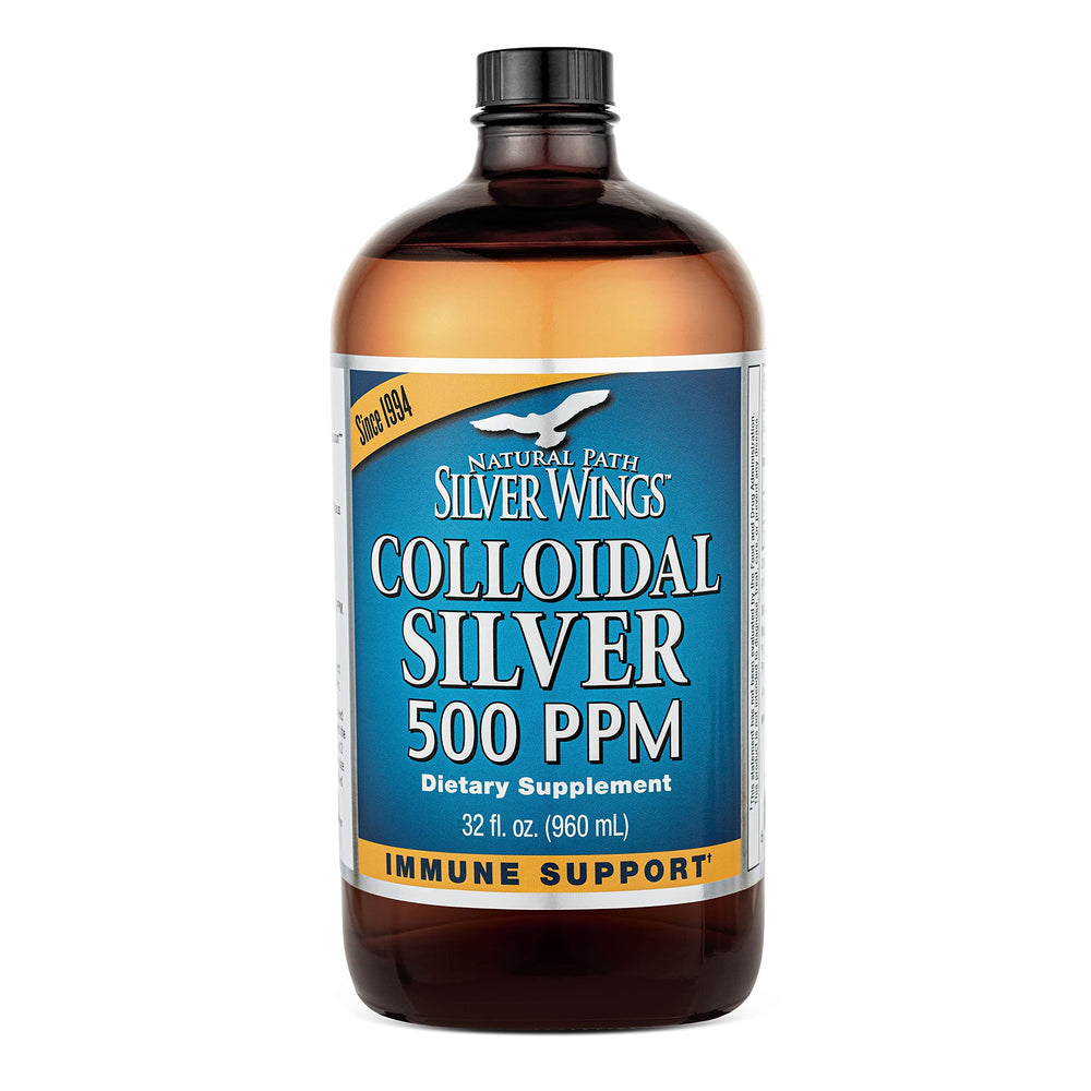 Natural Path Silver Wings colloidal silver bottle in amber glass for premium daily use