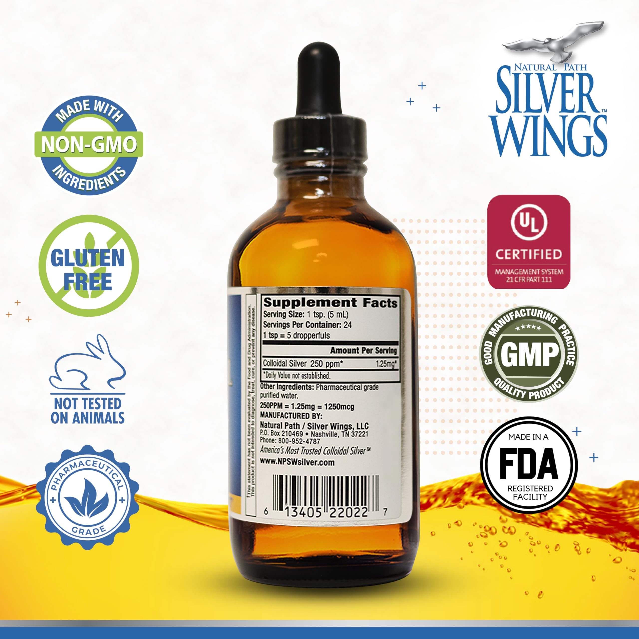 Natural Path Silver Wings dropper bottle for easy at-home dosing.