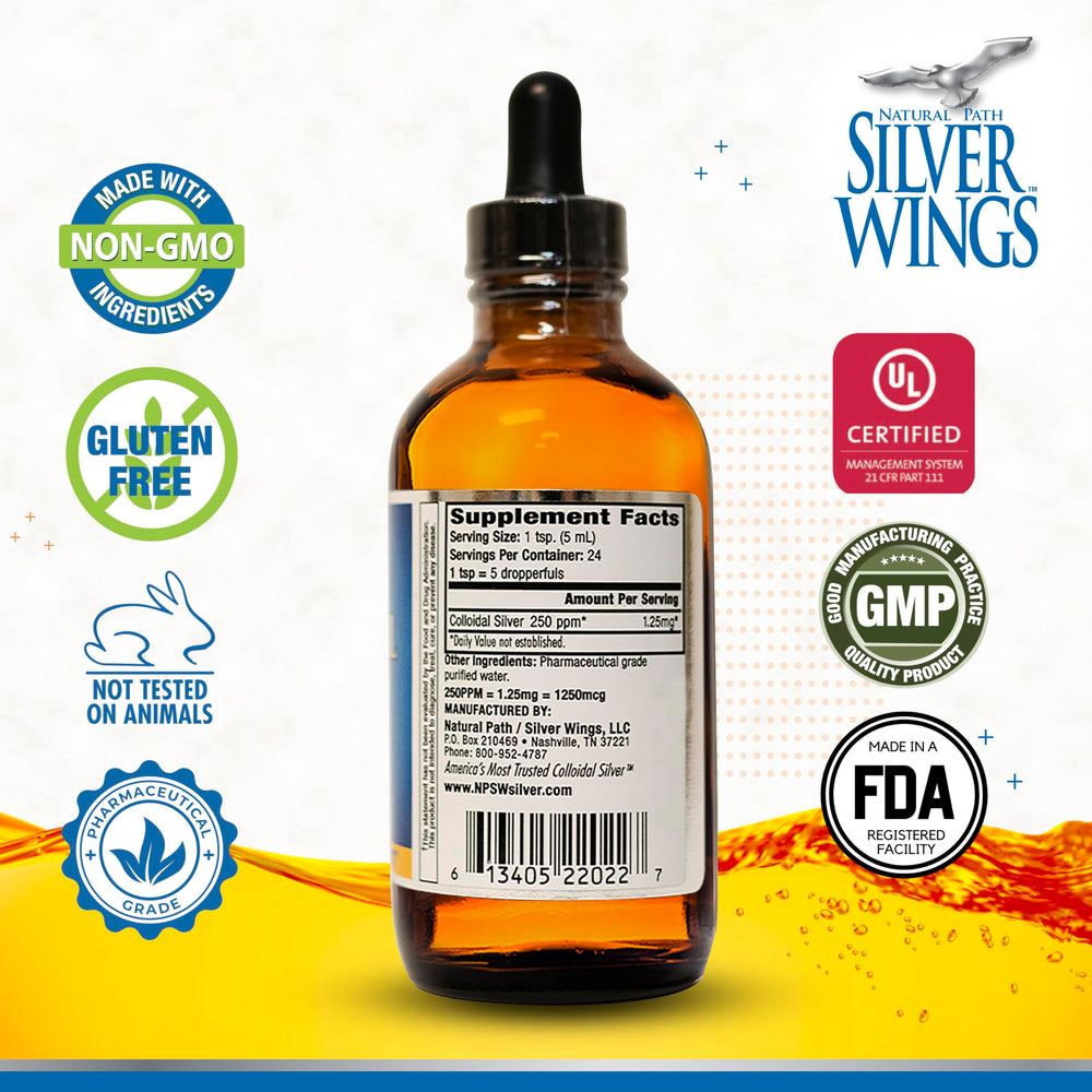 Natural Path Silver Wings dropper bottle for easy at-home dosing.