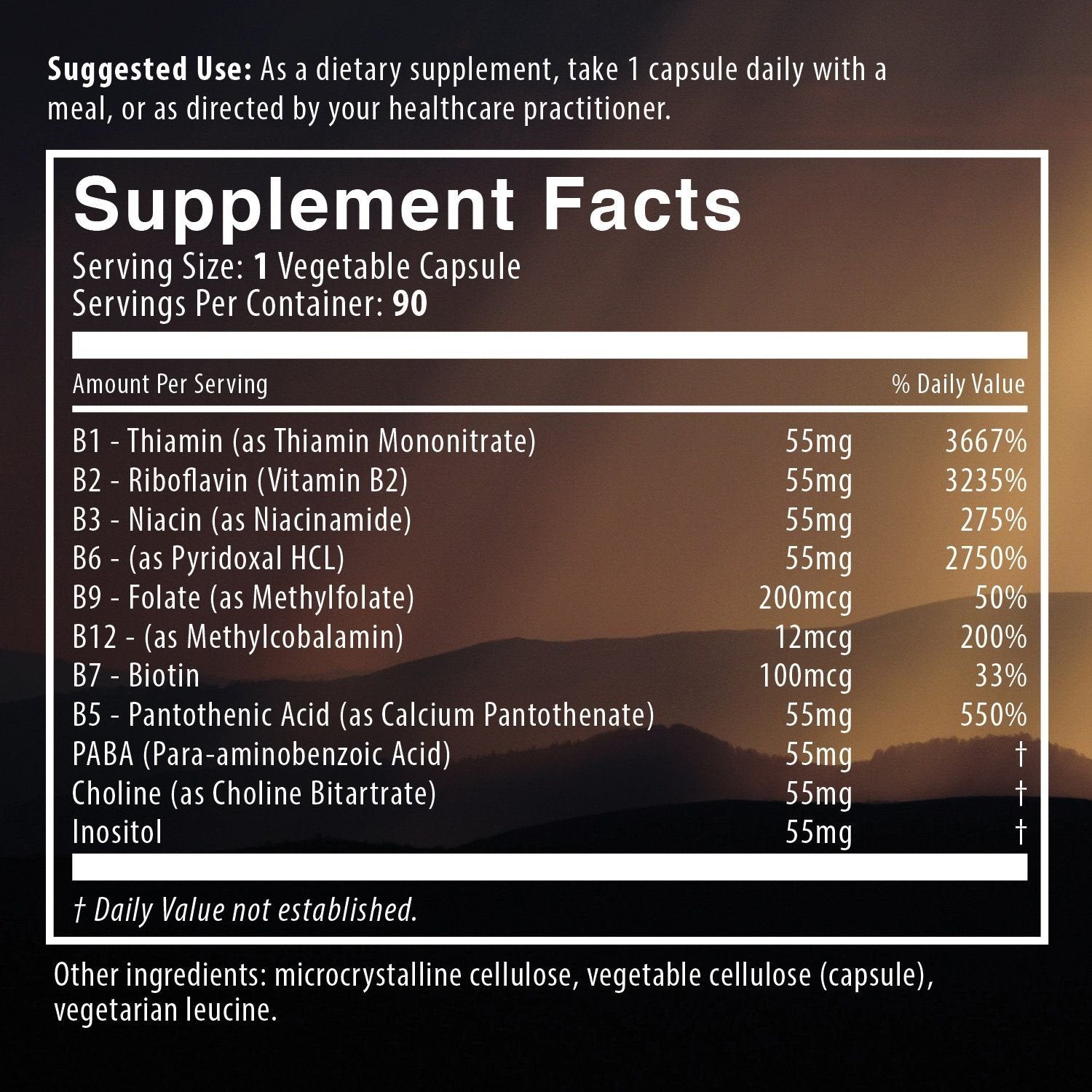 Natural Rhythm B-CALMplex label front, vegetarian formula for clean daily nutrition.