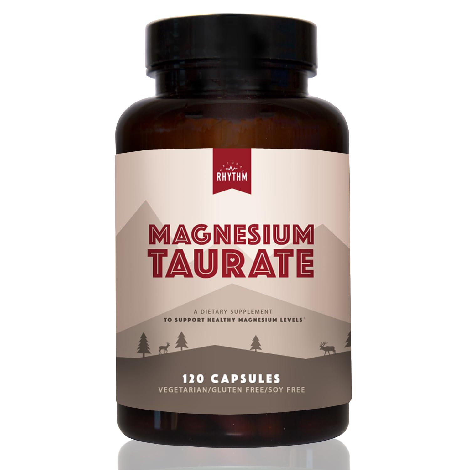 Natural Rhythm Magnesium Taurate 750mg bottle shown for everyday heart and muscle support
