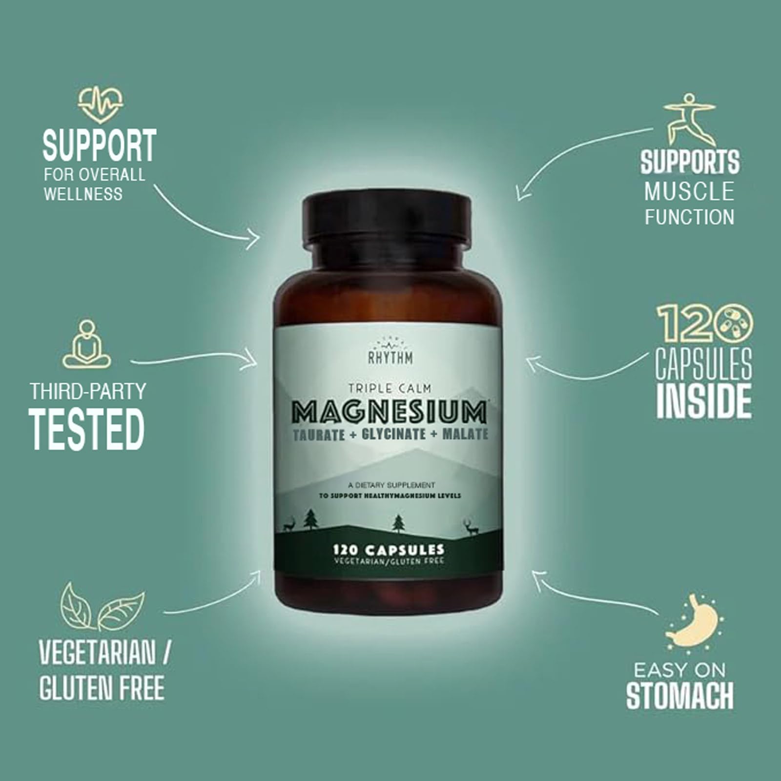 Natural Rhythm Triple Calm Magnesium bottle on kitchen counter for daily routine