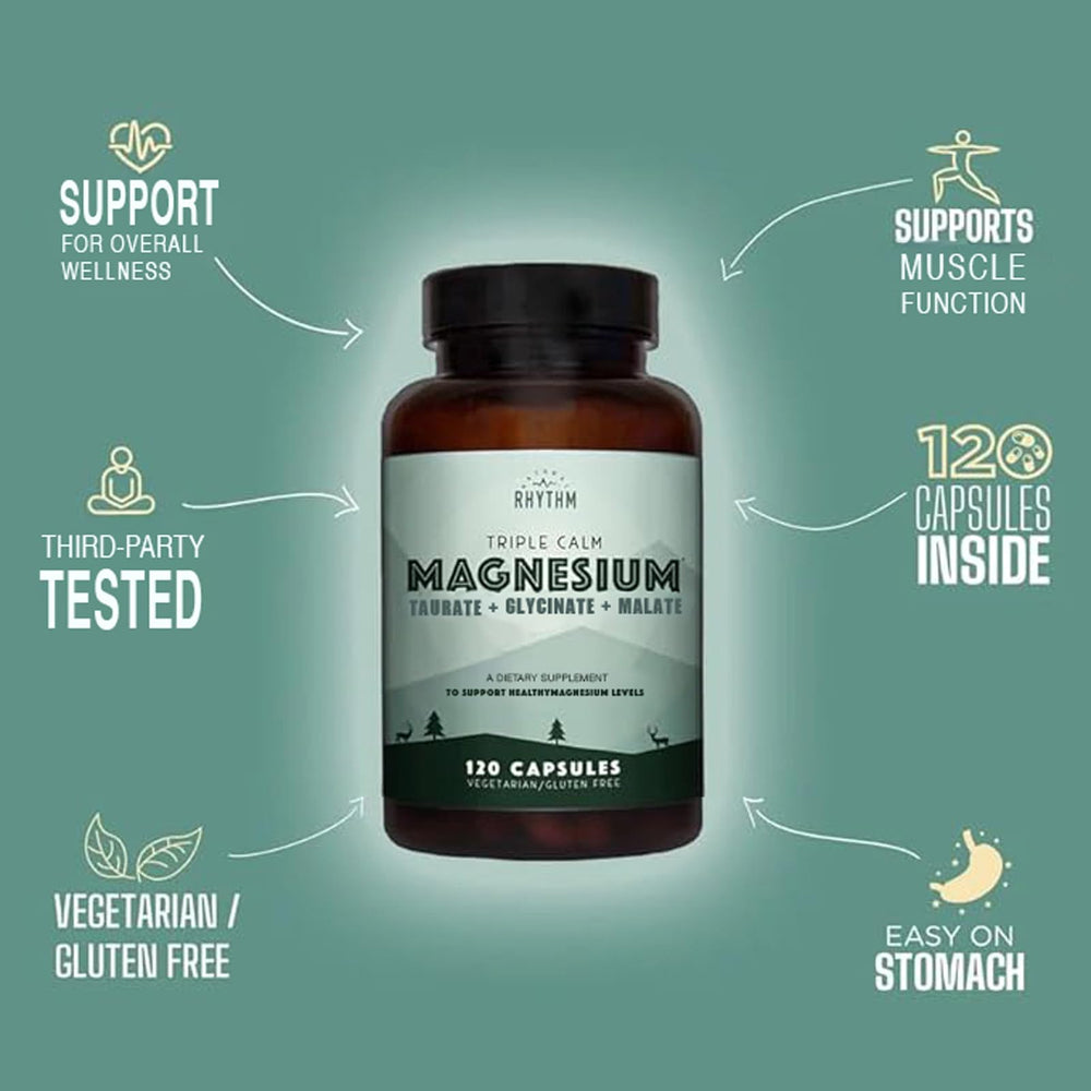Natural Rhythm Triple Calm Magnesium bottle on kitchen counter for daily routine