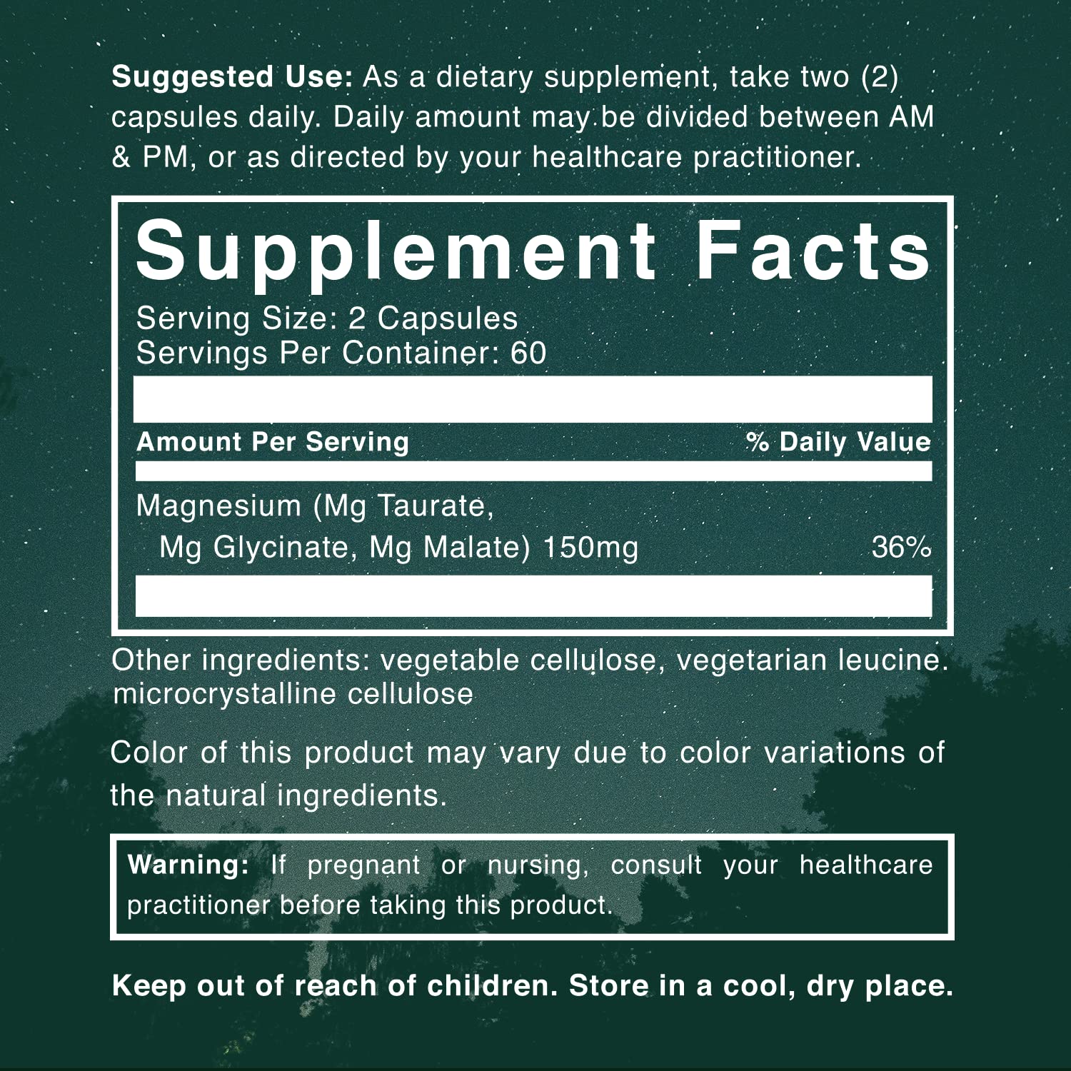 Natural Rhythm Triple Calm Magnesium ingredients list featuring glycinate, malate, taurate