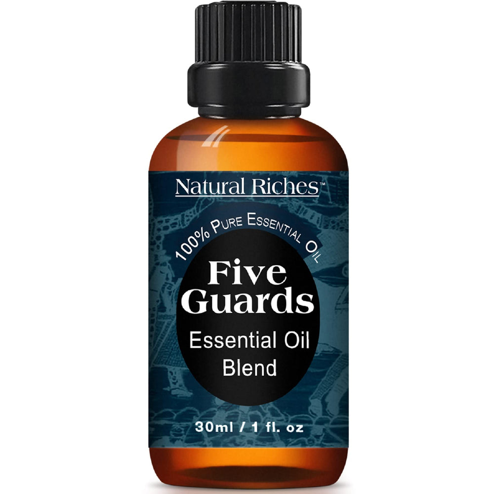 Natural Riches Five Guards bottle pour shows easy diffusion for a refreshing environment.