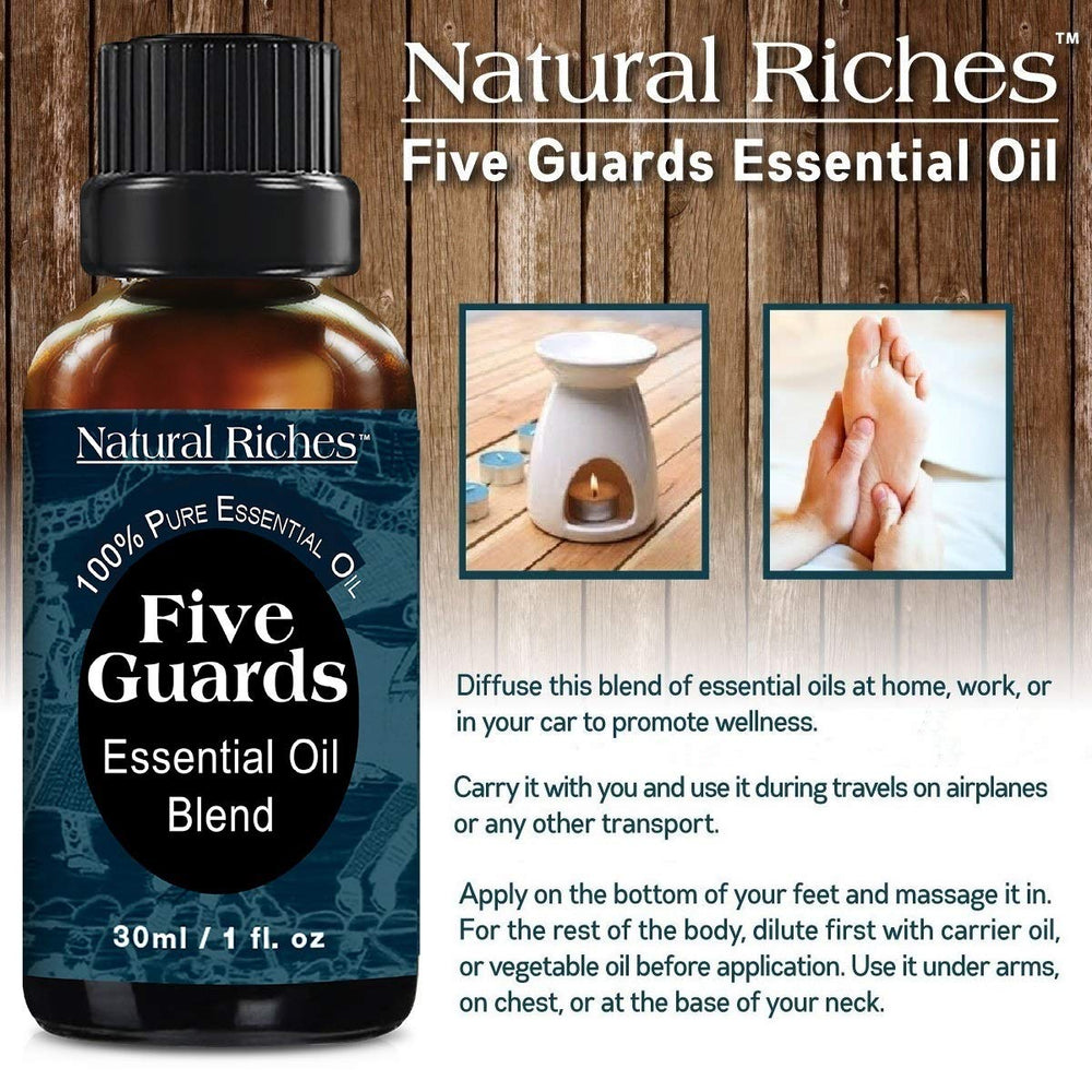 Natural Riches Five Guards diffuser setup for a calming, aromatic room ambiance.
