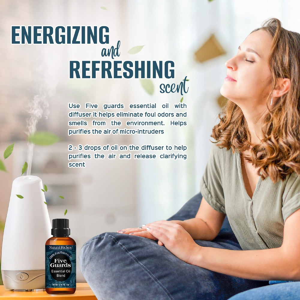 Natural Riches Five Guards kitchen-odor-elimination scene demonstrates room freshening possibilities.