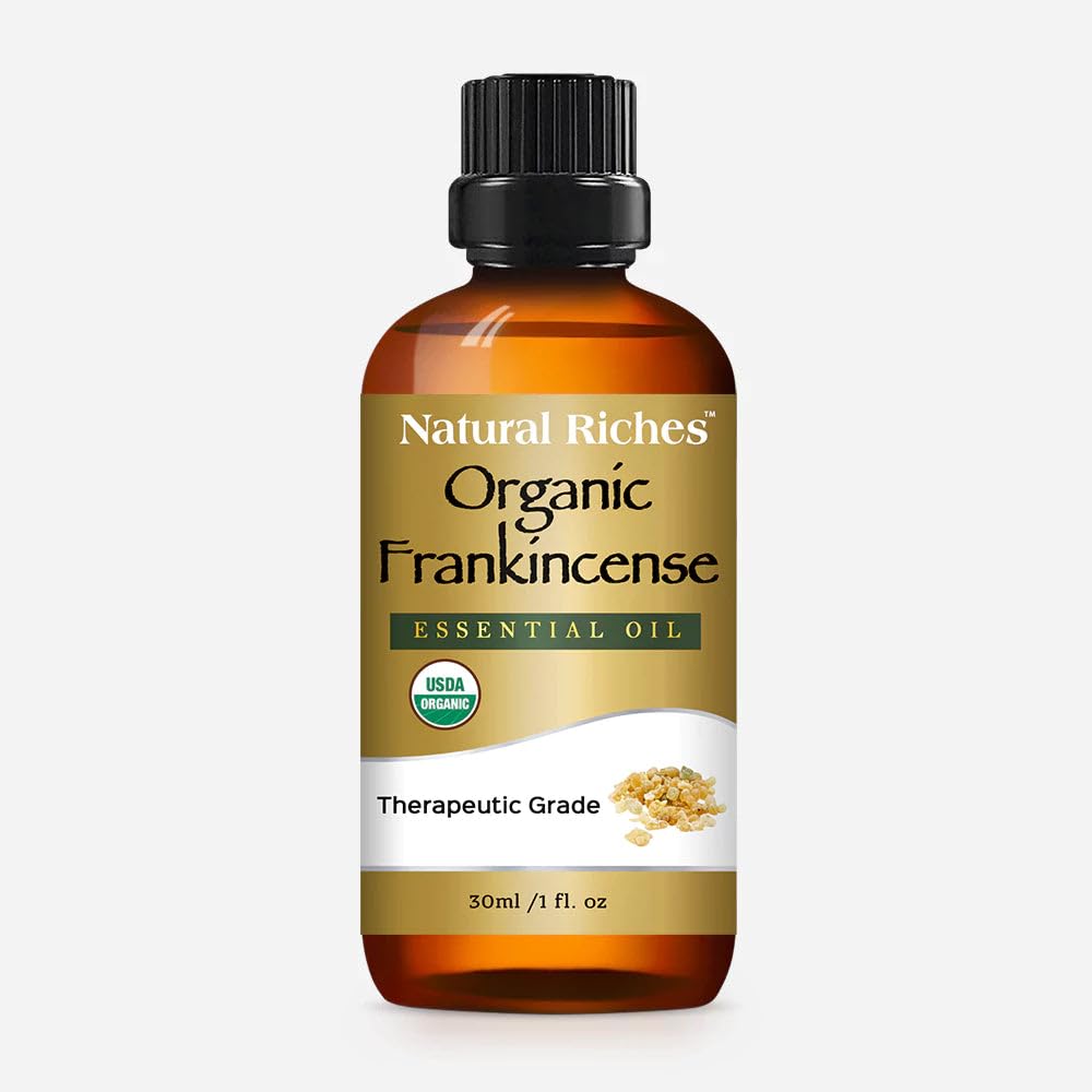 Natural Riches Frankincense Essential Oil bottle for diffuser use and relaxation
