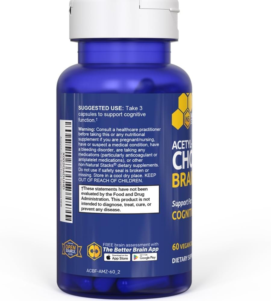 Capsules of Natural Stacks Acetylcholine Brain Food neatly arranged for daily routine.