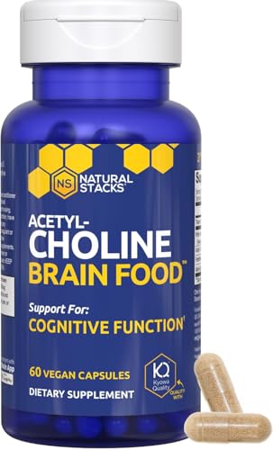 Natural Stacks Acetylcholine Brain Food capsules for convenient focus during tasks.