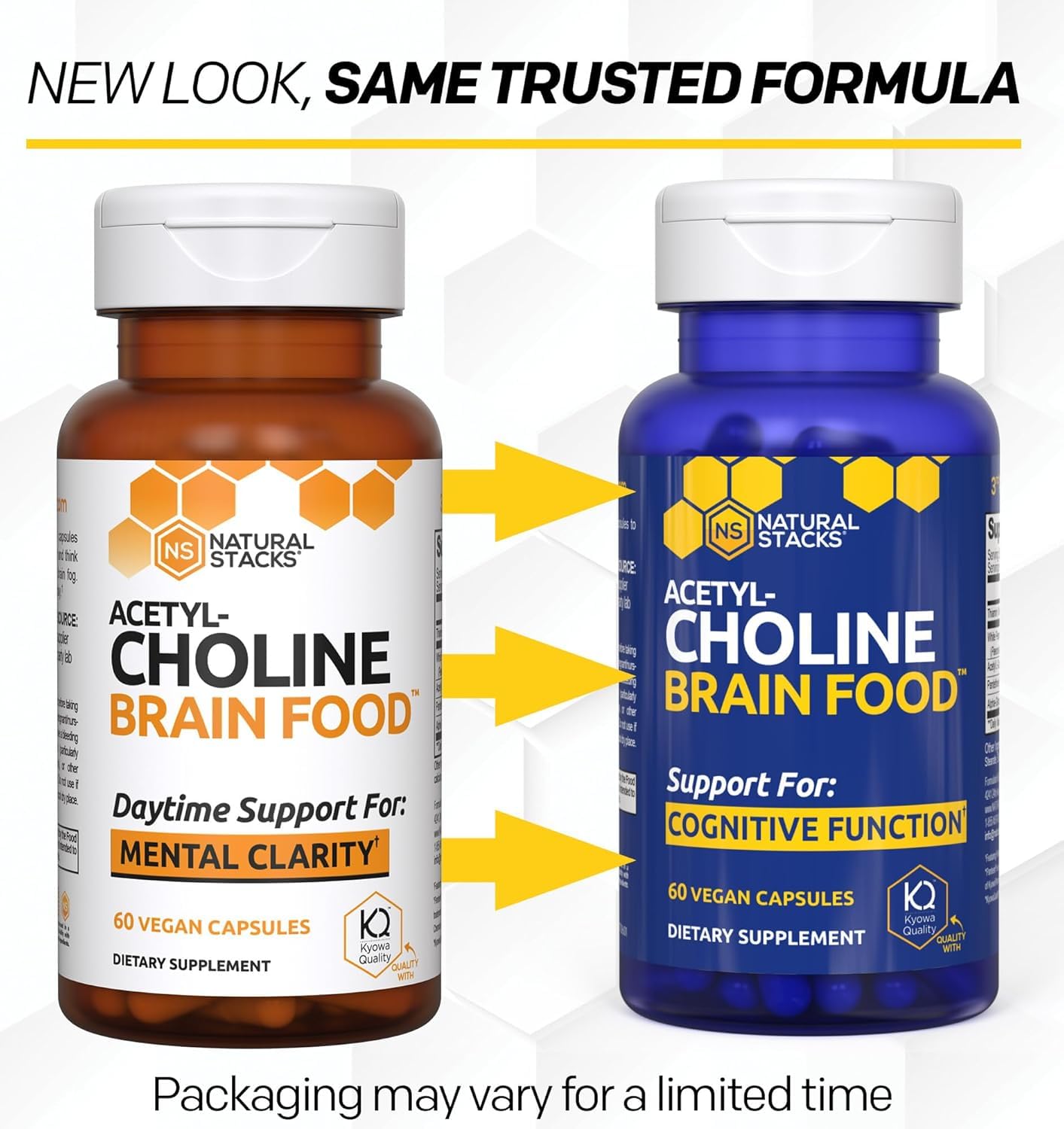 Packaging of Natural Stacks Acetylcholine Brain Food on a store shelf.