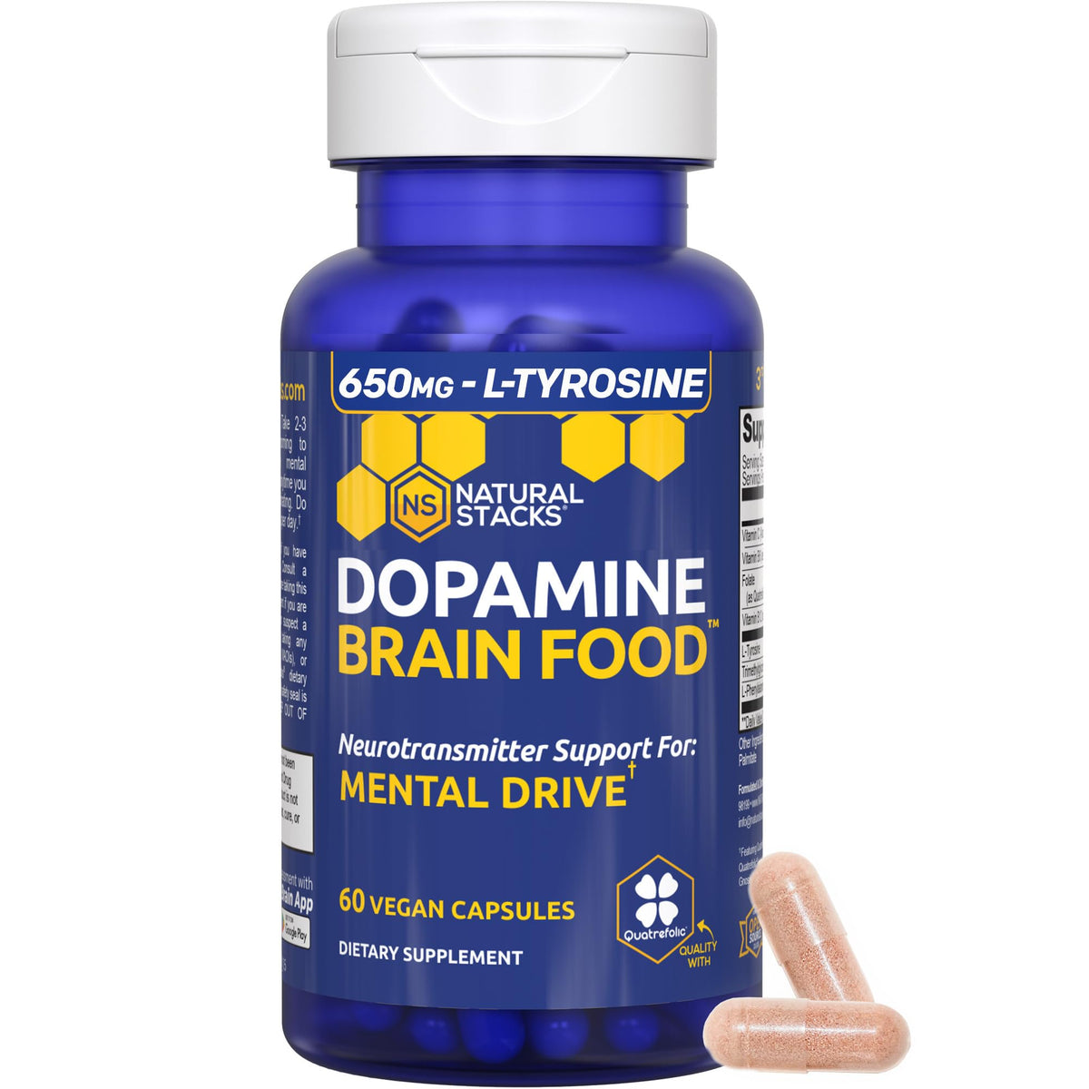 Natural Stacks Dopamine Brain Food bottle front view supports focus and mental energy