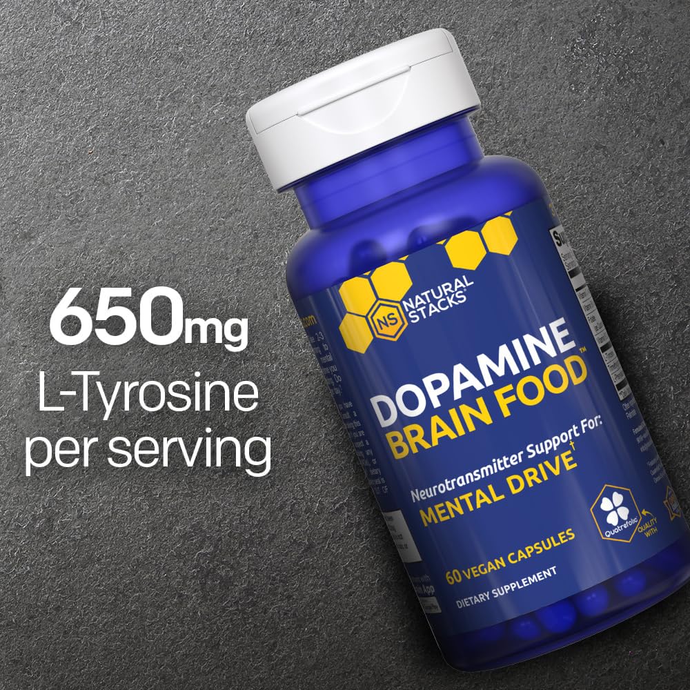 Natural Stacks Dopamine Brain Food tyrosine 650mg bottle near ingredients
