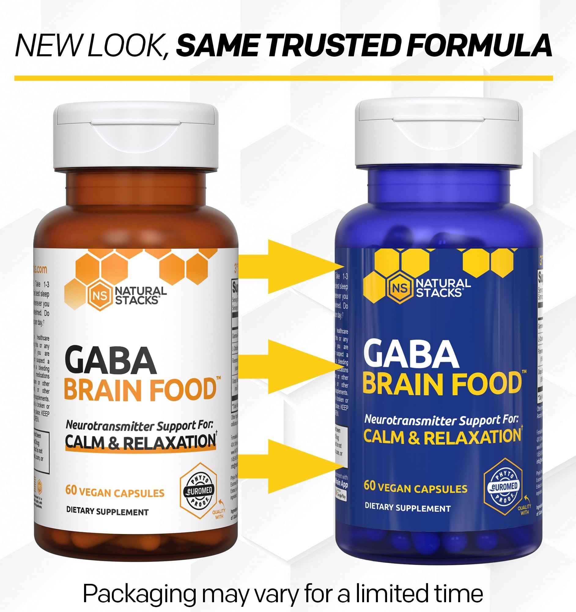 Natural Stacks GABA Brain Food capsules close-up showing the product form.
