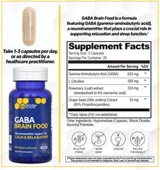 Natural Stacks GABA Brain Food ingredients: L-Citrulline for balance and calm.