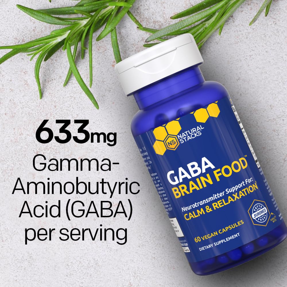 Natural Stacks GABA Brain Food rosemary extract on label hints at calming notes.