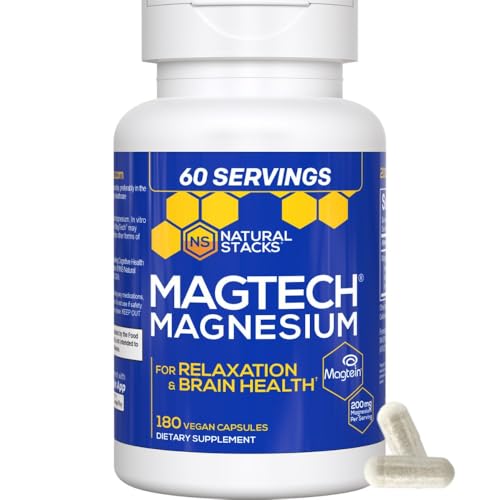 Natural Stacks MagTech bottle cap visible, highlighting triple magnesium blend