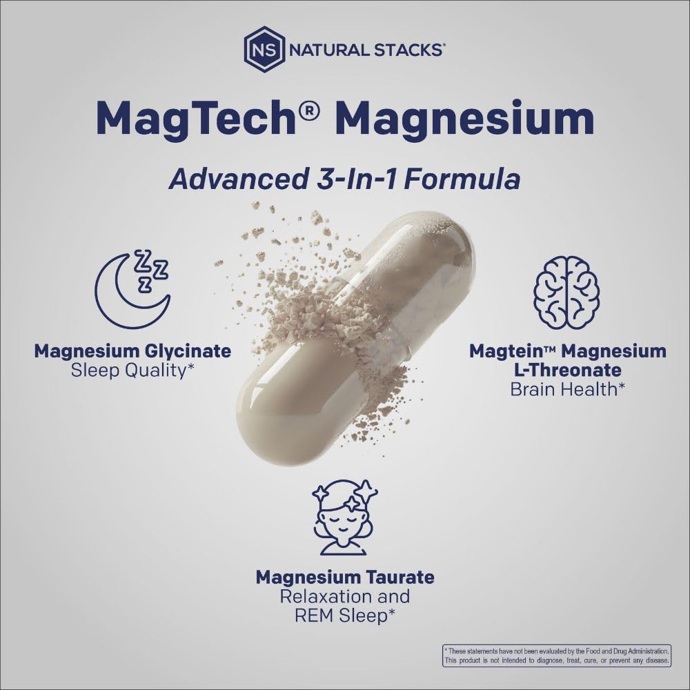 Natural Stacks MagTech ingredients panel emphasizing open-label sourcing and testing